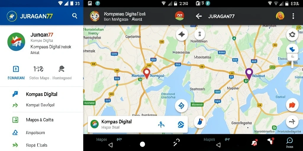 Antarmuka aplikasi Kompas Digital JURAGAN77 yang sederhana dan fungsional.