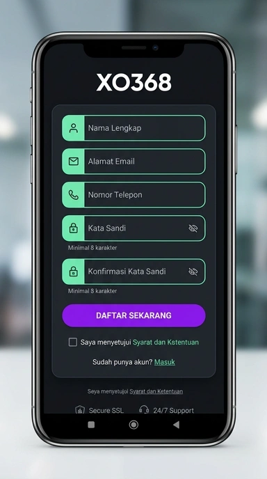 Tampilan halaman daftar xo368
